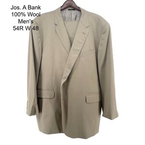 Jos. A Bank Reserve Men's 54R W48 Tan 100% Wool Reda Super 110s Suit Made in USA